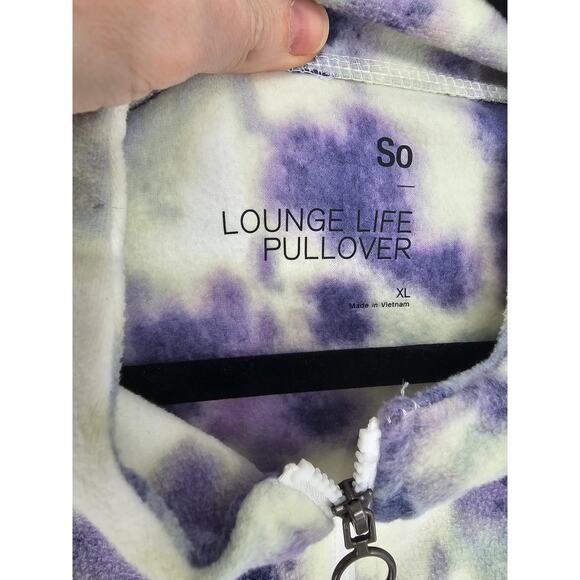 So Women's Tie Dye Long Sleeve 1/3 Zip Elastic Hem Pullover Jacket Size XL - Picture 3 of 4